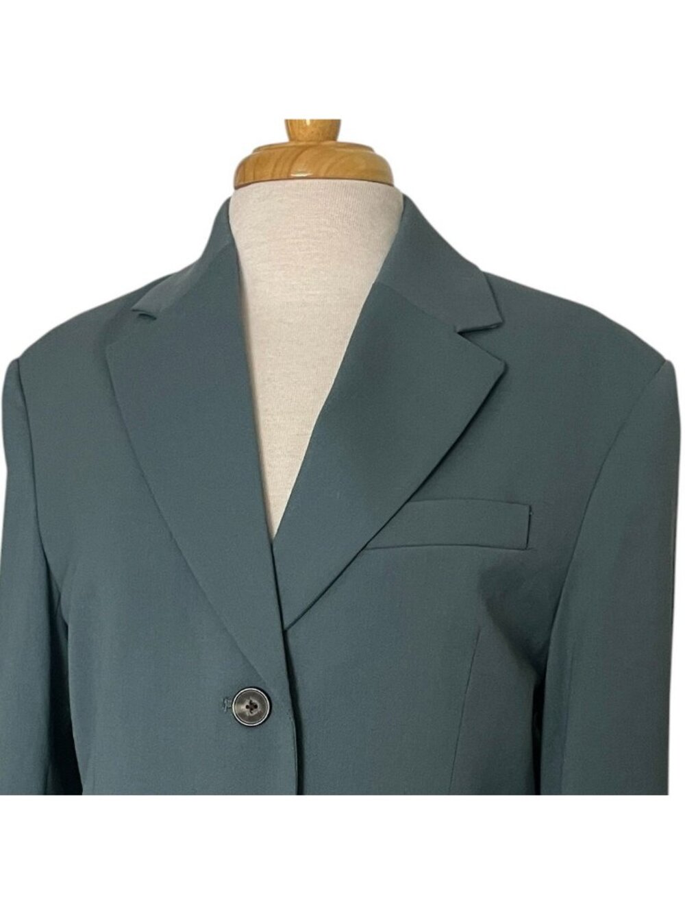 Everlane Blazer Women's Teal Green Wool Blend Lined Size 2 Oversized Jacket